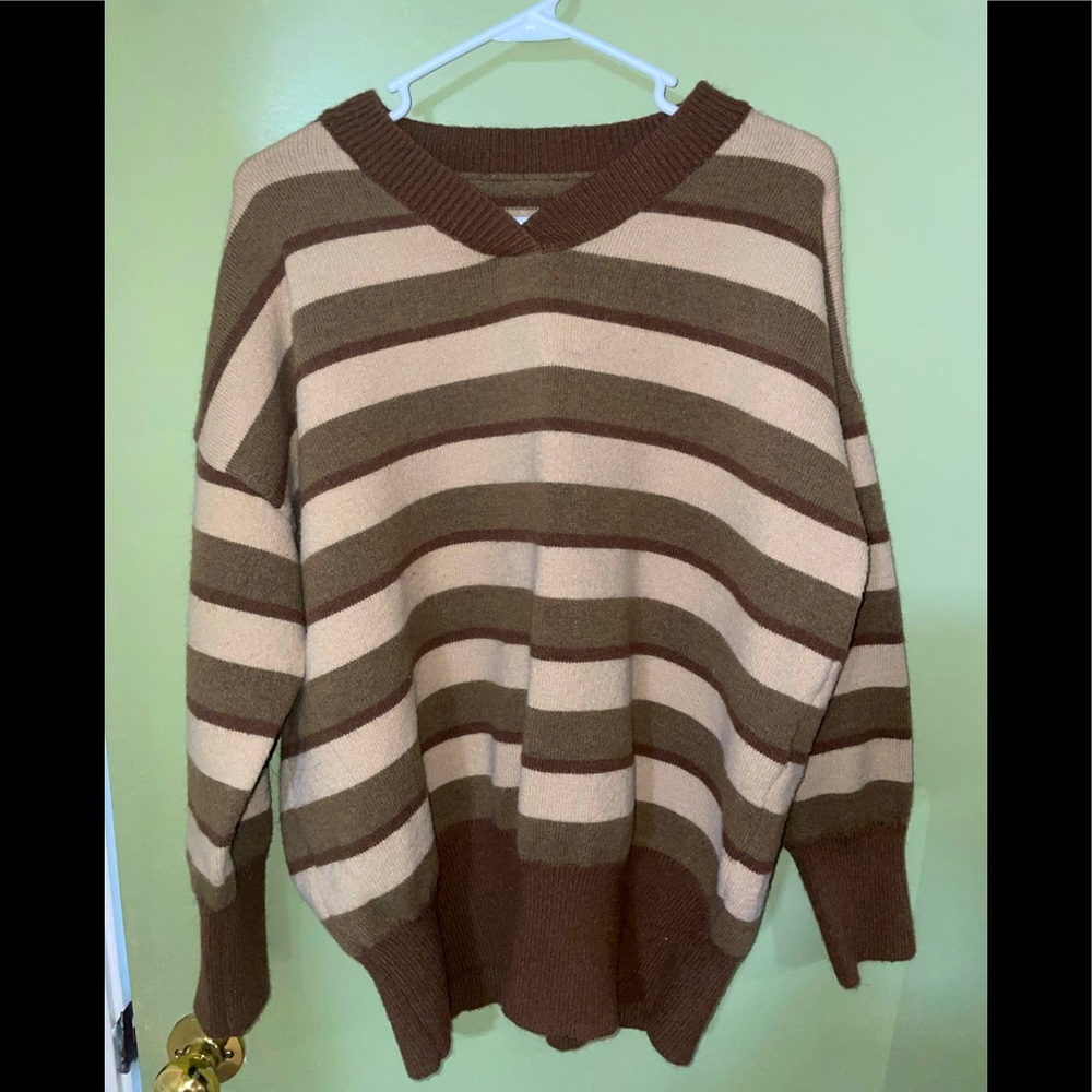 thick brown striped sweater